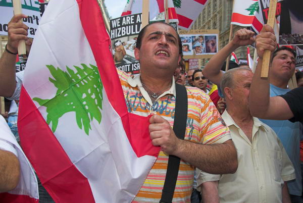 stop israeli attacks on lebanon and palestine &copy; 2006, peter marshall