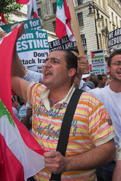 stop israeli attacks on lebanon and palestine &copy; 2006, peter marshall