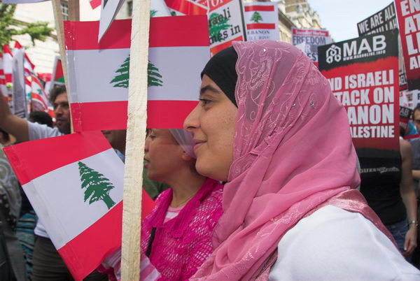 stop israeli attacks on lebanon and palestine &copy; 2006, peter marshall