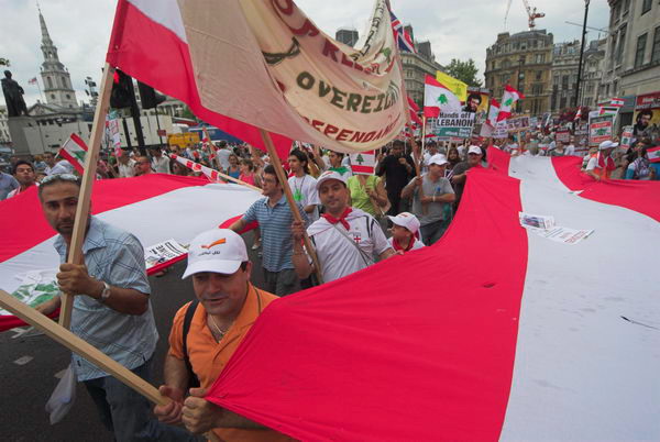 stop israeli attacks on lebanon and palestine &copy; 2006, peter marshall