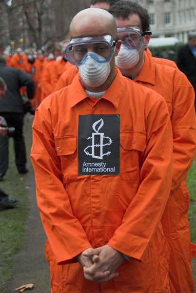 Amnesty 'Close Guantanamo' demo, US Embassy, London © Peter Marshall, 2007