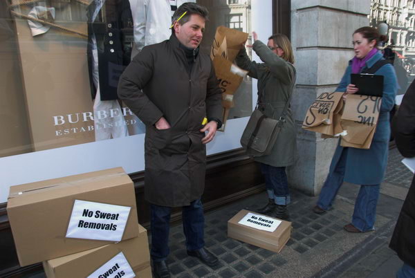No Sweat and Burberry workers protest factory closure &copy; 2007, Peter Marshall