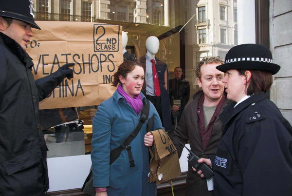 No Sweat and Burberry workers protest factory closure &copy; 2007, Peter Marshall