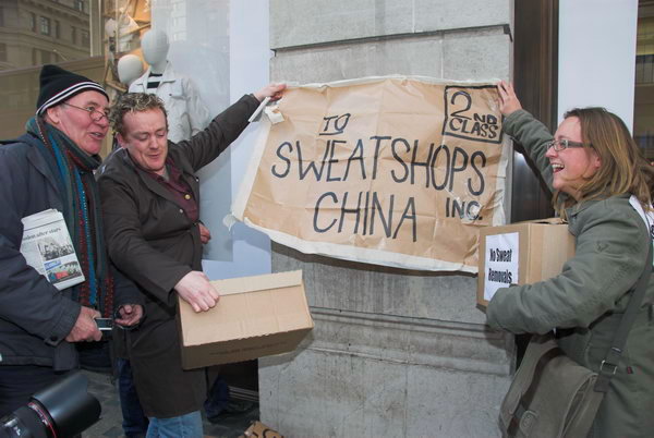 No Sweat and Burberry workers protest factory closure &copy; 2007, Peter Marshall